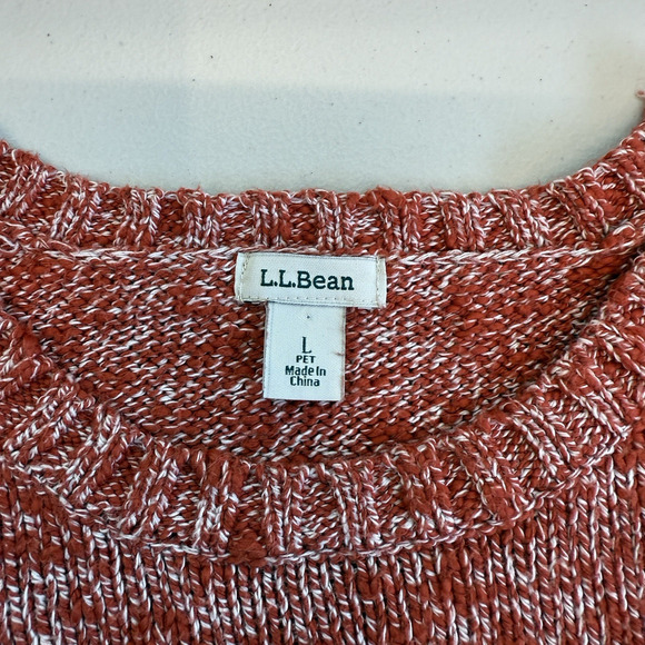 L.L. Bean Cotton Ragg Sweater Womens Size L petite Crewneck Pullover Outdoors - Picture 4 of 7